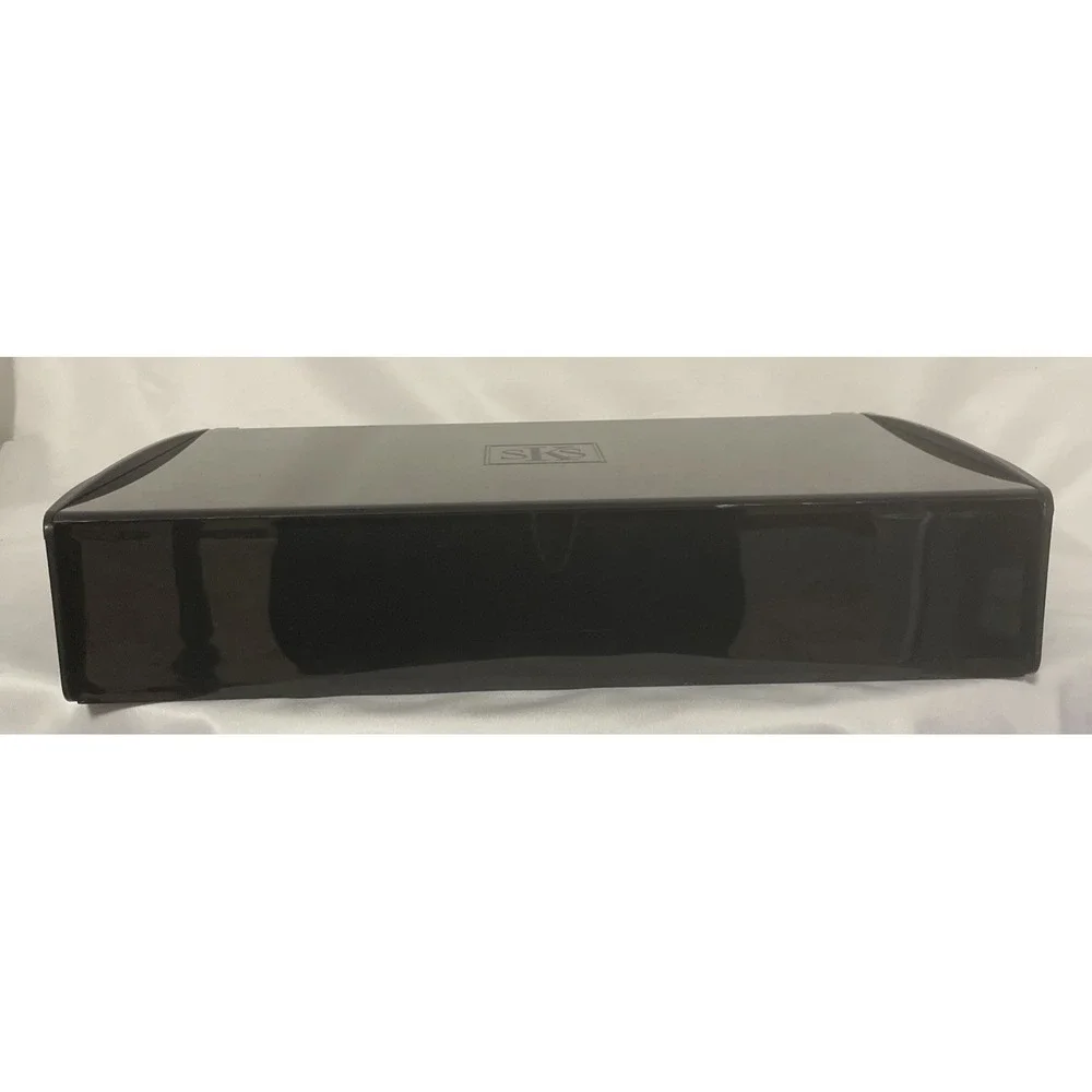 Vintage SKS Silver Safe Keeper  Jewelry Organizer Box Black Lacquer